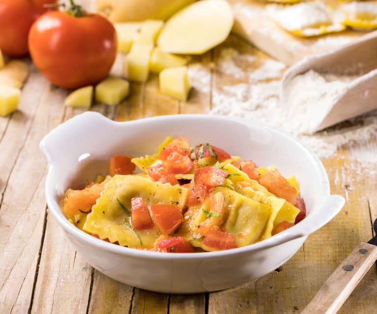 Ravioli di patate e gamberi