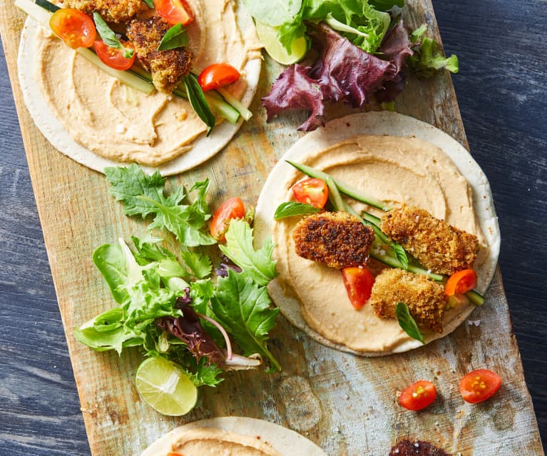 Tacos de pescado empanizado sin gluten 