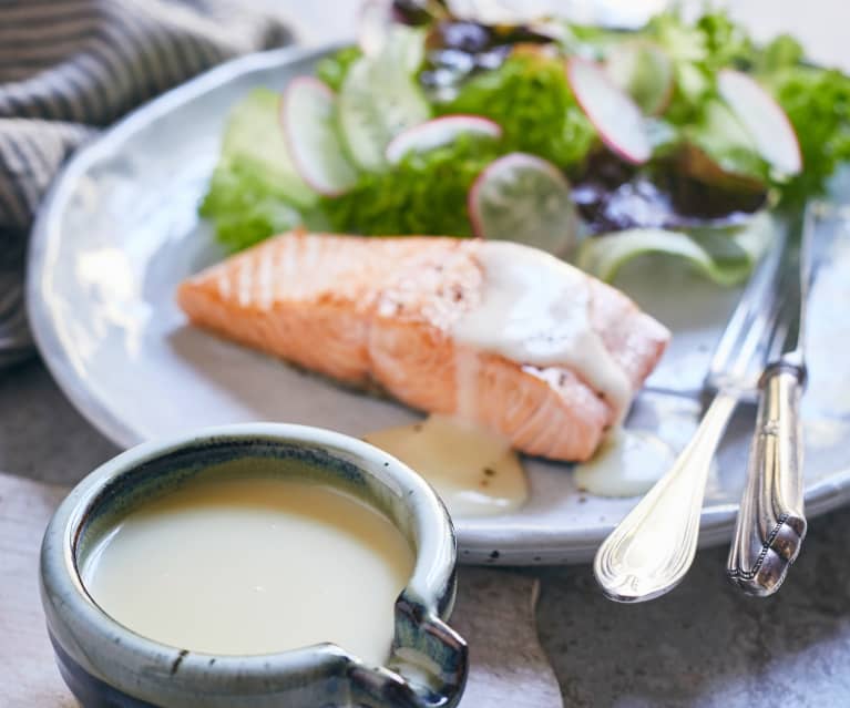 Beurre Blanc (Butter-Weißwein-Sauce) zu Fisch