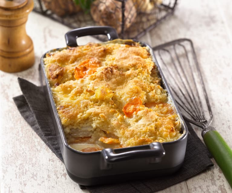 Gratin de légumes anciens au fromage de brebis