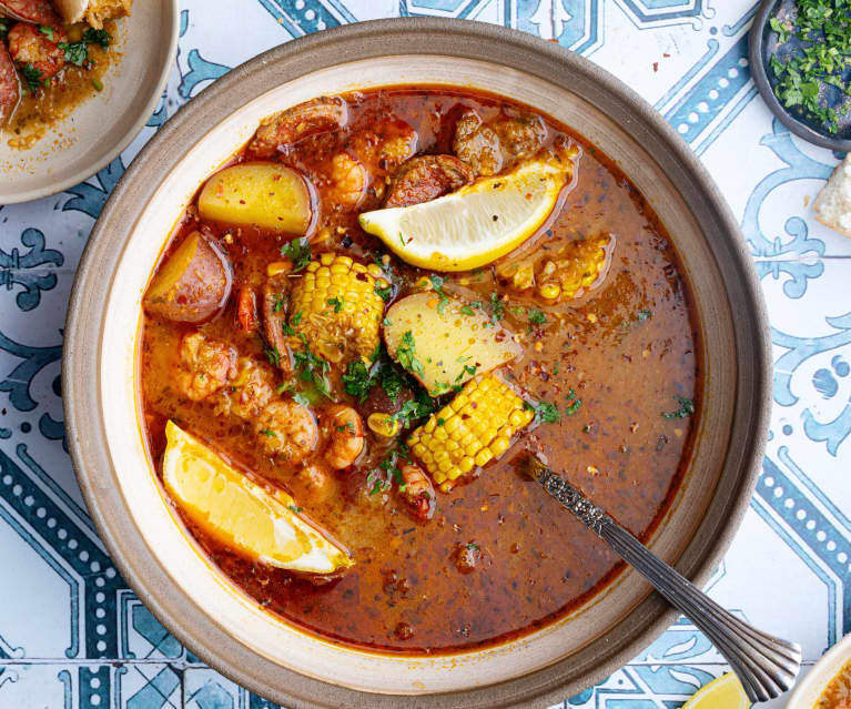 Bouilli de crevettes et de pommes de terre