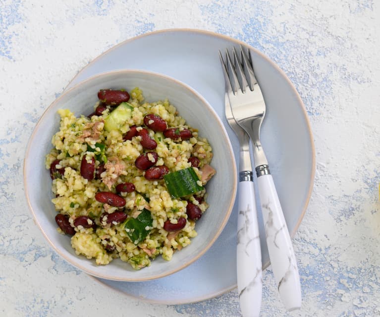 Poke de bulgur con judías rojas y atún (Cocción de arroz)