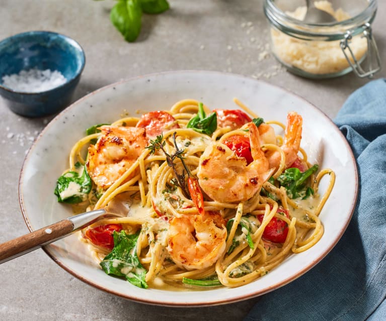 Garnelen-Pasta mit Pesto-Sauce