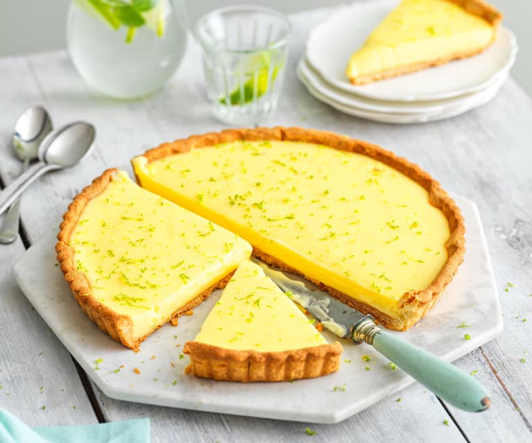 Tarte citron vert, basilic et estragon