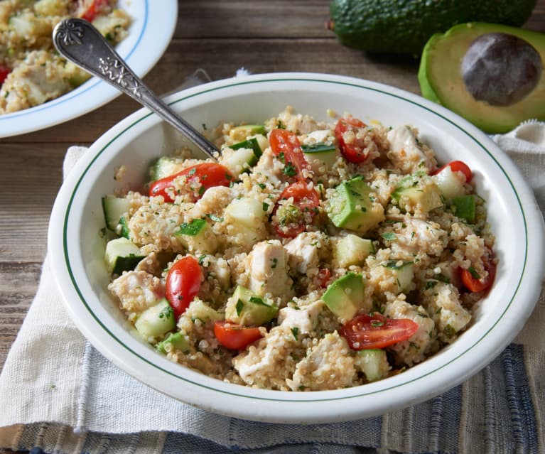 Quinoa salad with chicken and avocado