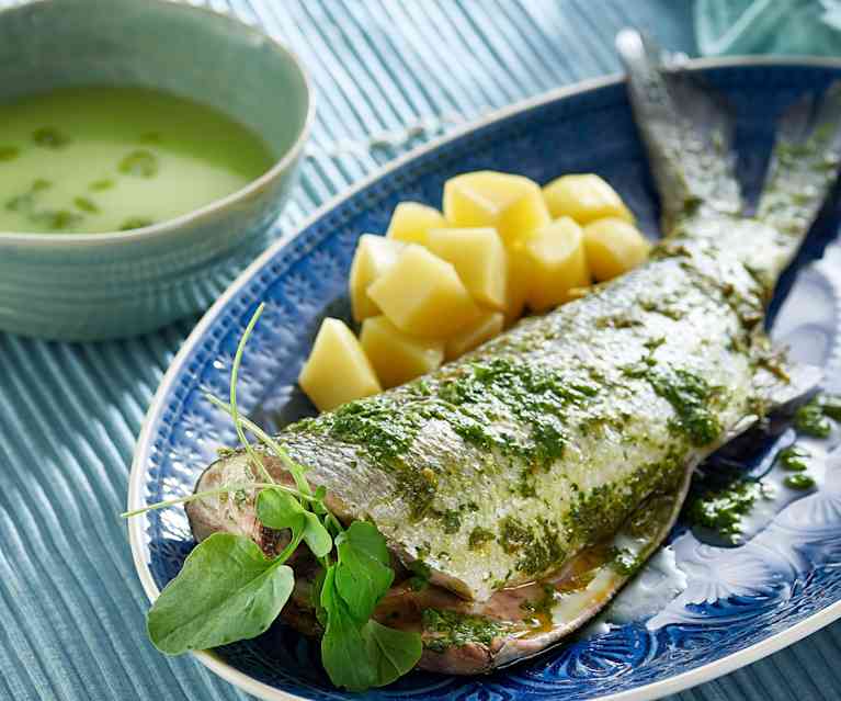 Menu: vellutata di lattuga, spigola e salsa di crescione