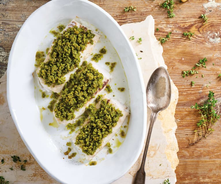 Kabeljau mit Parmesankruste und Lauch-Couscous