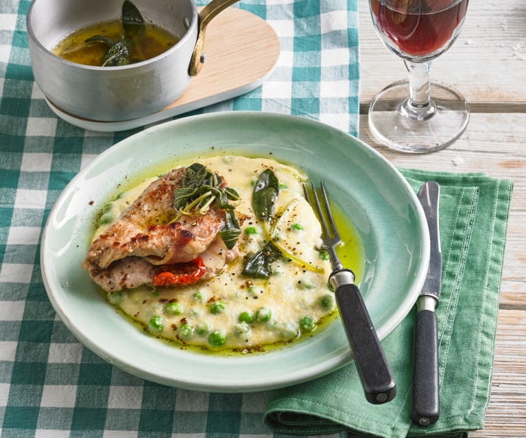 Saltimbocca auf Erbsen-Polenta