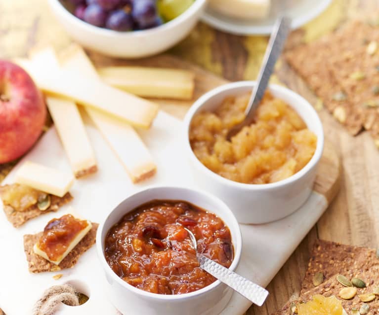 Chutney pomme-gingembre et chutney de mangue épicée