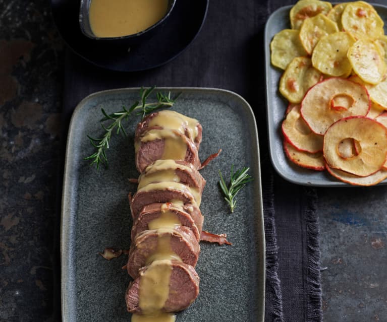 Ternera con chips de papa y manzana Al vacío TM6