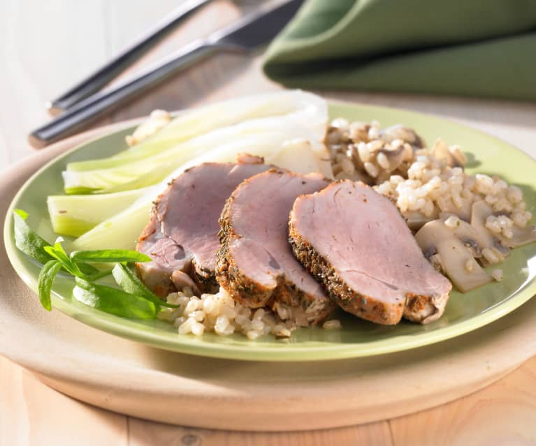 Schweinefilet mit Fenchelgemüse und Champignonweizen