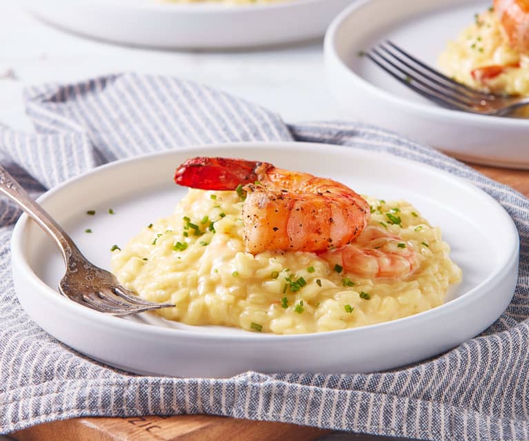 Risotto al azafrán con camarones (Black Diamond)