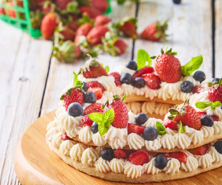 Tarta de queso mascarpone y fresas a la vainilla