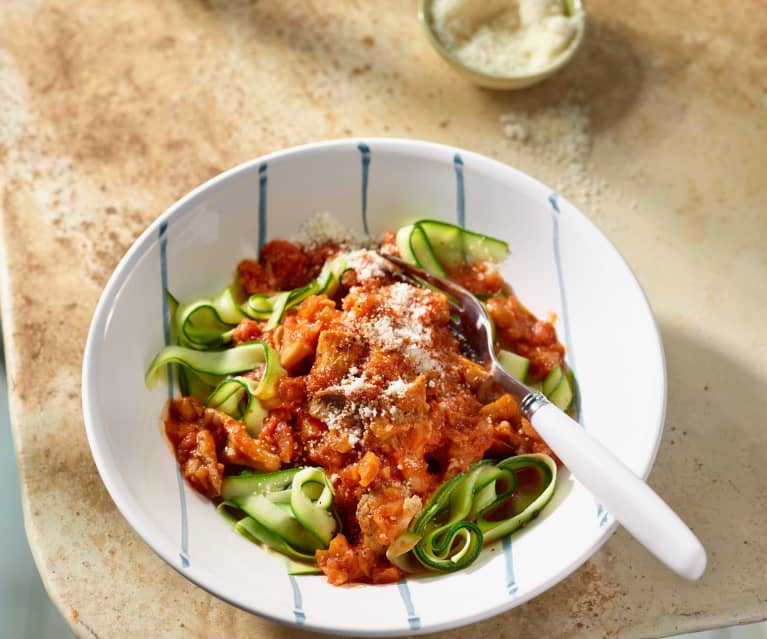 Svampebolognese med courgette-nudler