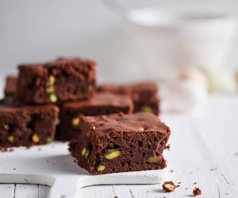 Brownies de chocolate e pistácio