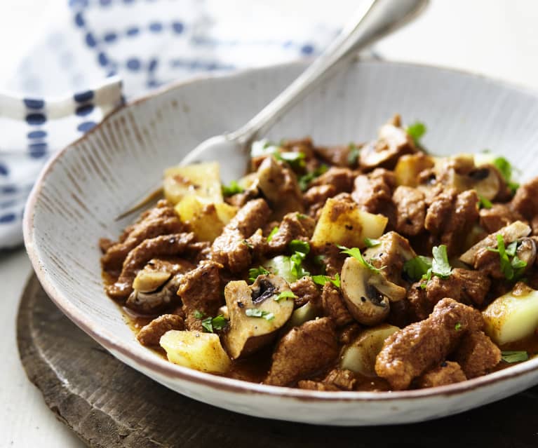 Malzbiergyros mit Kartoffeln und Champignons