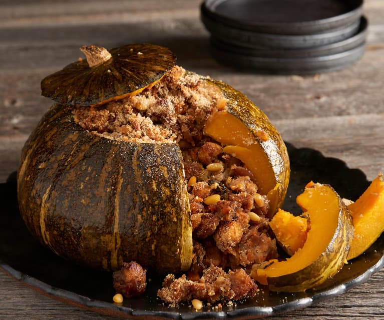 Zucca Kabocha ripiena di salsiccia