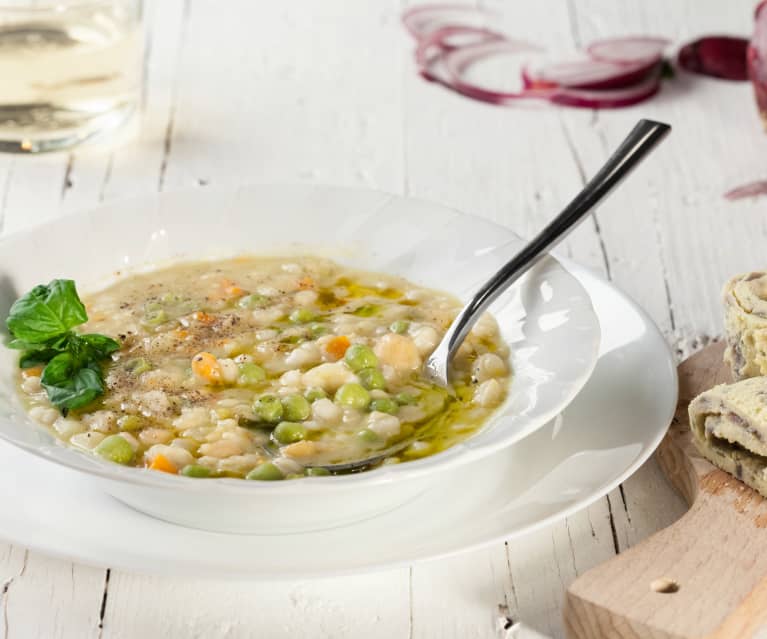 Zuppa di legumi con frittatina saporita