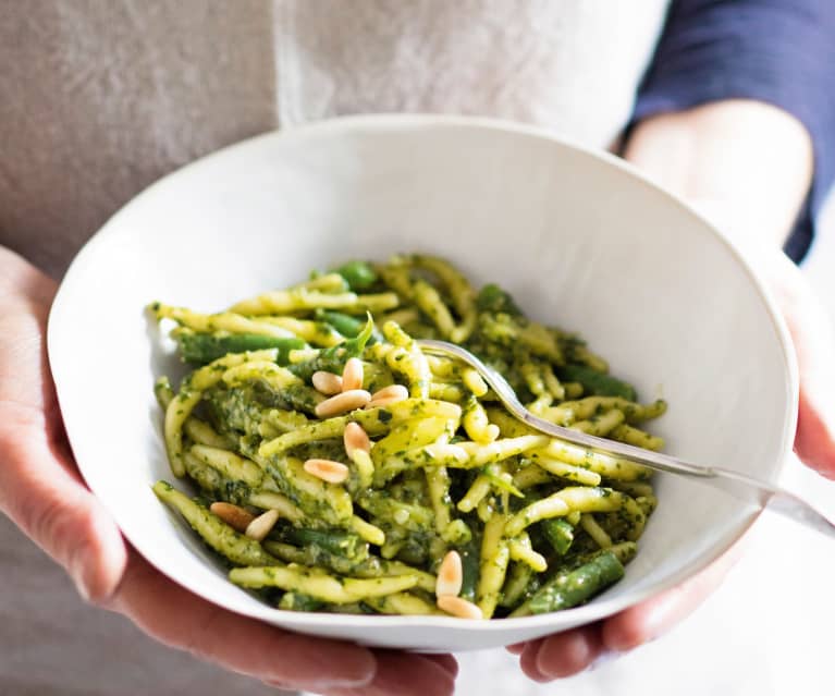 Trofie et haricots verts au pistou