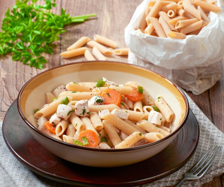 Penne di farro con pesce spada