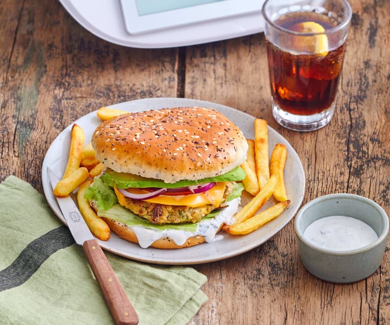 Burger maison au steak de pois chiches