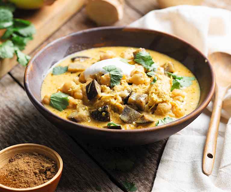 Aubergine, Chickpea and Chicken Curry