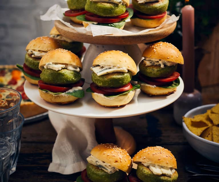 Mini-Burger mit Erbsen-Pattie
