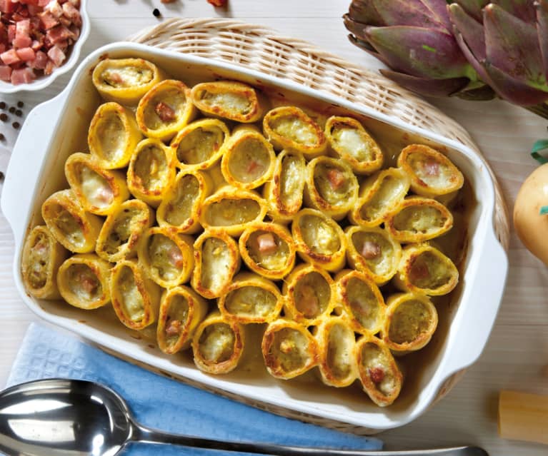 Paccheri ripieni di carciofi gratinati