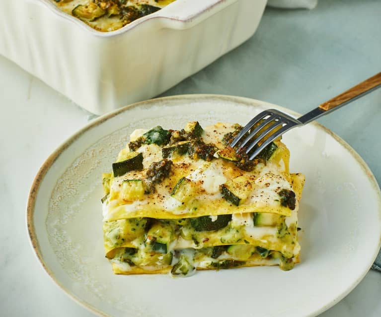 Lasagna rucola, zucchine e formaggio di capra