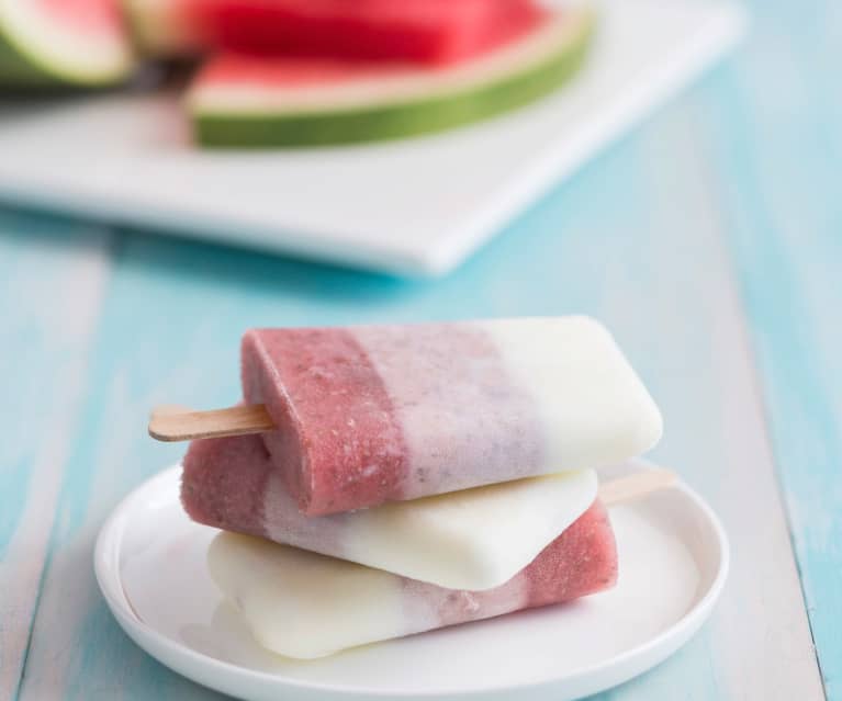 Watermelon and chia yoghurt pops