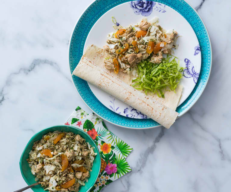 Pork, apricot & coconut wraps