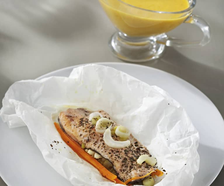 Salmón en papillote con champiñones y arroz - Cookidoo® – a plataforma  oficial de receitas Bimby®