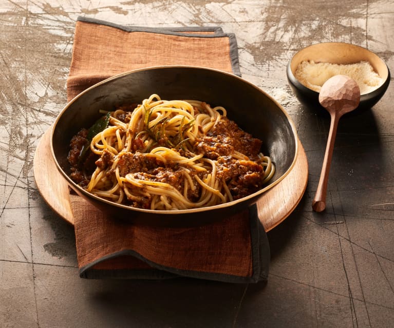 Spaghetti mit Pilz-Bolognese