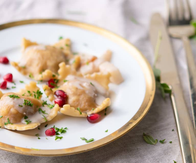 Ravioli van sternoten met champagnesaus