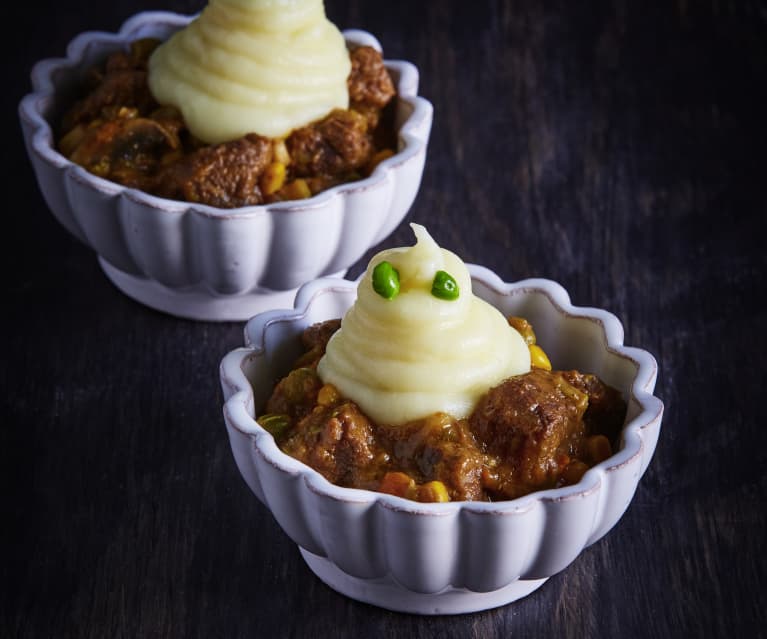 Beef Stew with Ghoulish Mashed Potato Ghosts