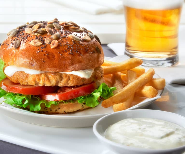 Chicken Burger with Yoghurt Sauce