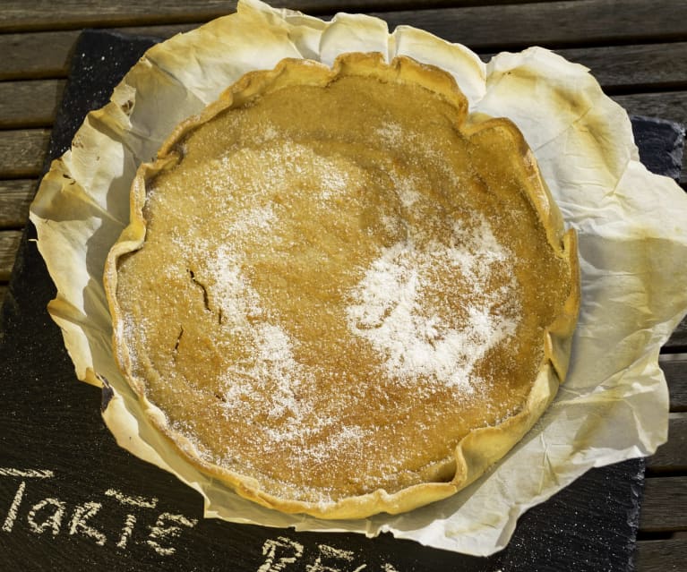 Tarte de requeijão e amêndoa