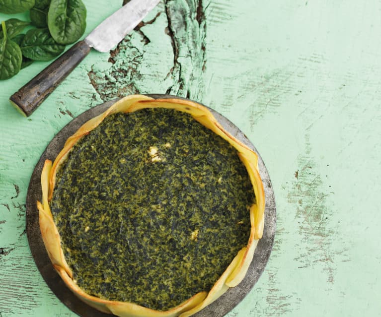 Quiche de espinafres com base de batata