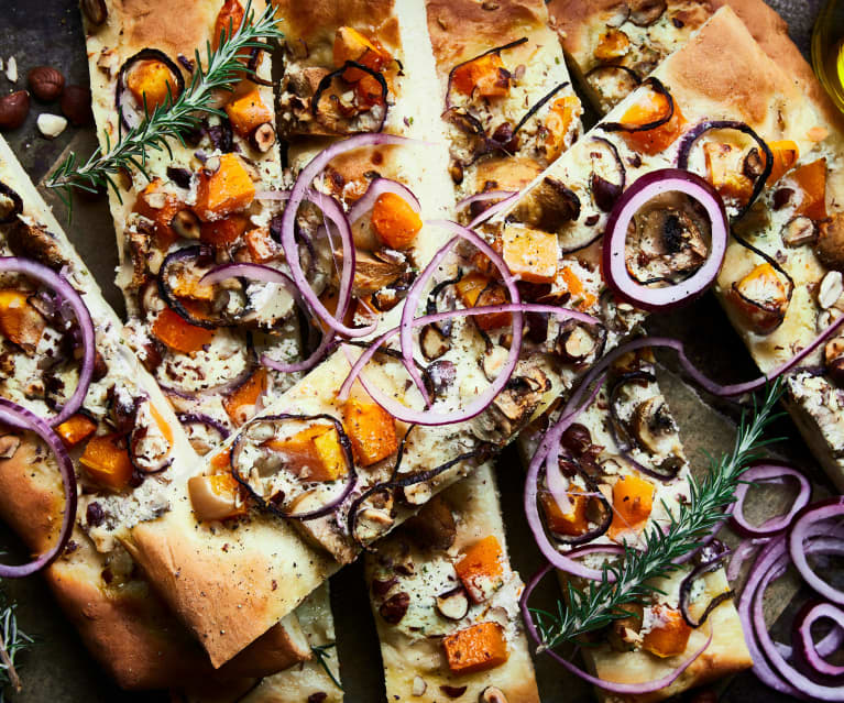 Focaccia aux champignons et butternut