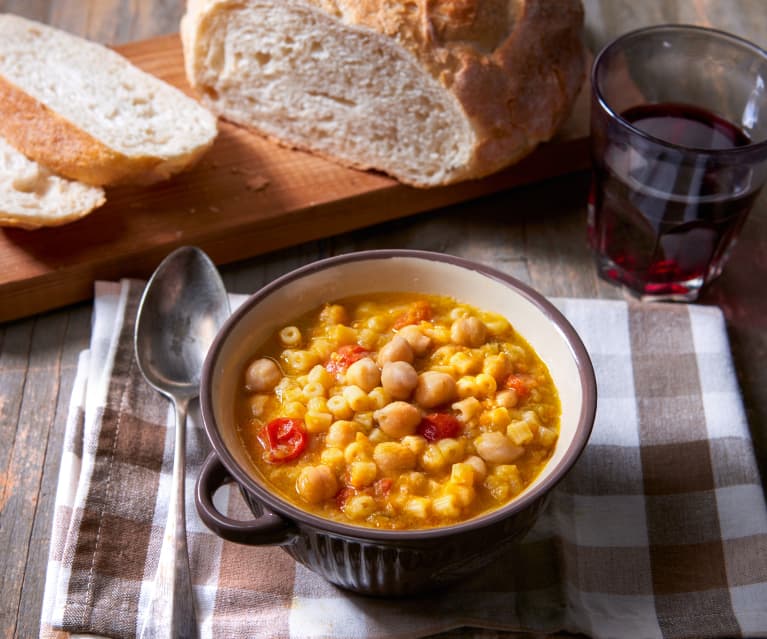 Pasta e ceci con pomodorini