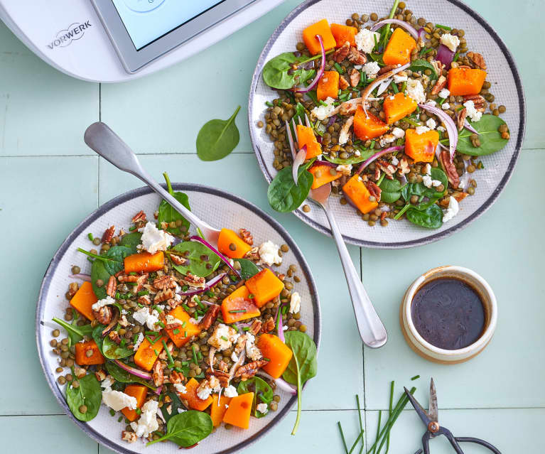 Salade tiède de butternut, épinards et chèvre