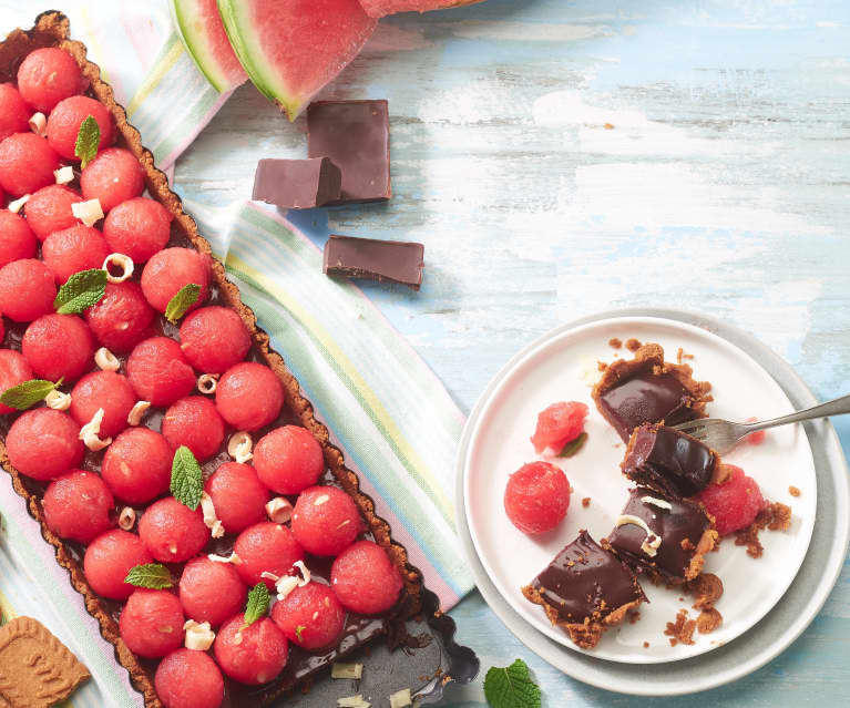 Tarta de chocolate y sandía