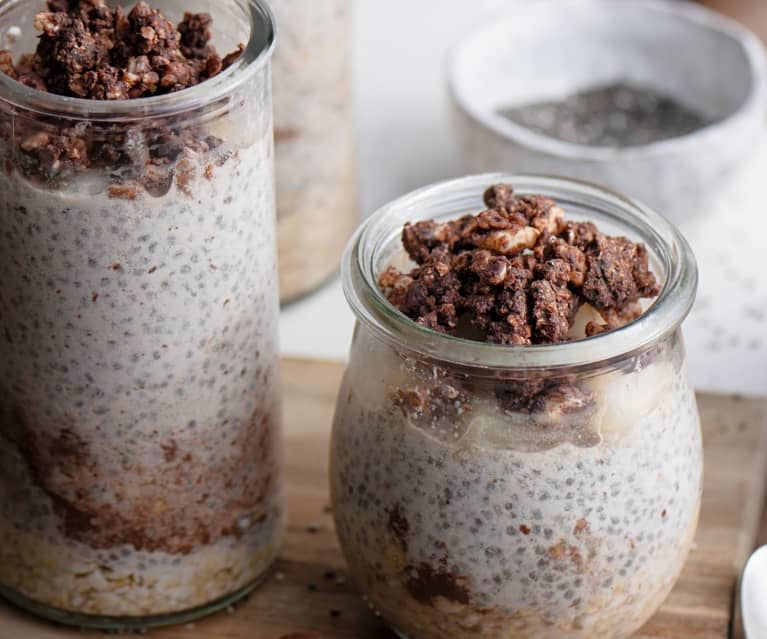 Porridge au chocolat et à la poire à préparer la veille