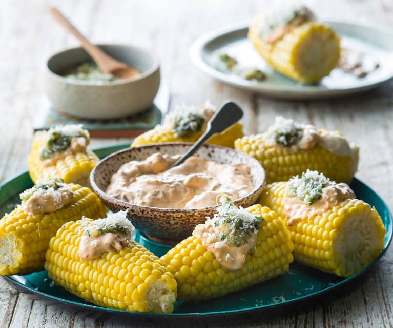 Steamed corn with chipotle mayonnaise and coriander salsa - Cookidoo ...