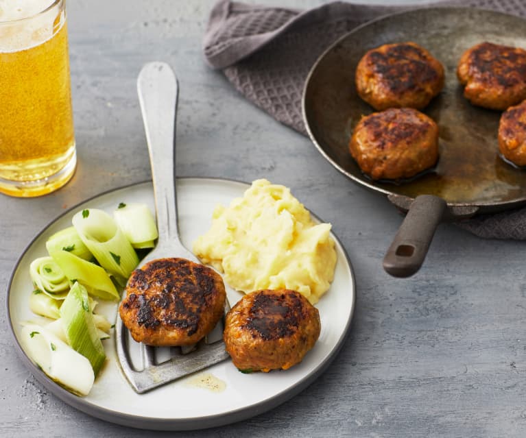 Kürbis-Frikadellen mit Butter-Lauch