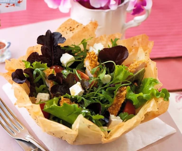 Salada de frango com queijo de cabra