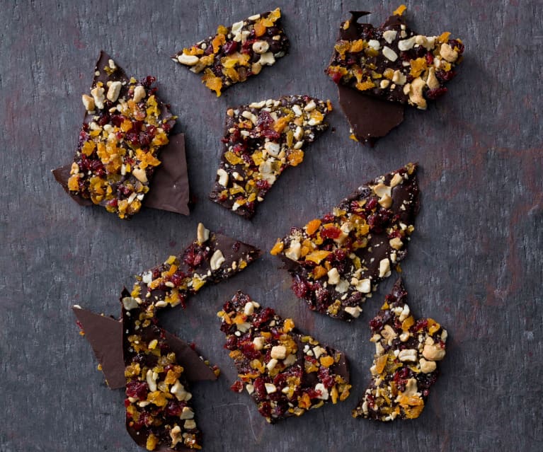 Chocolate and anise fruit bark