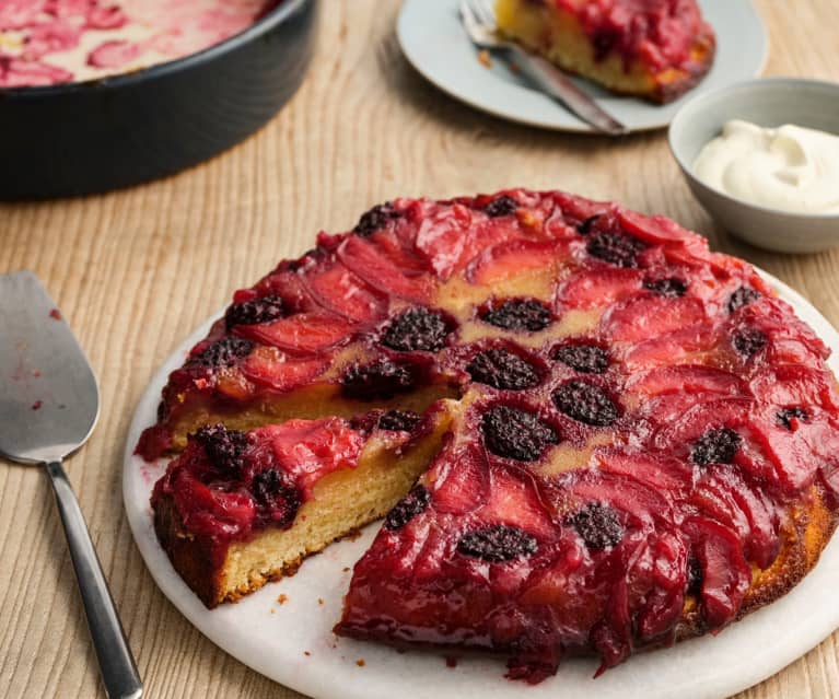 Plum and Blackberry Upside-Down Cake