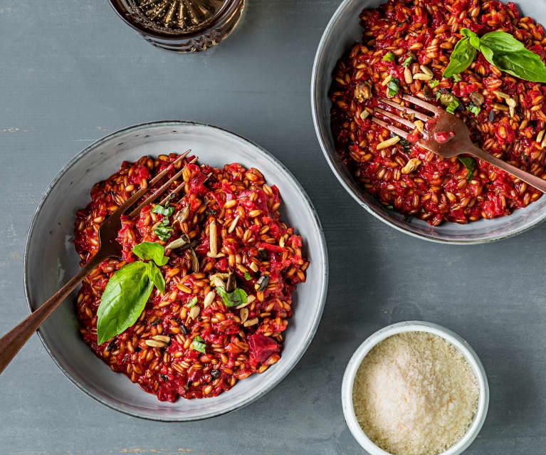 Risotto di farro con barbabietola