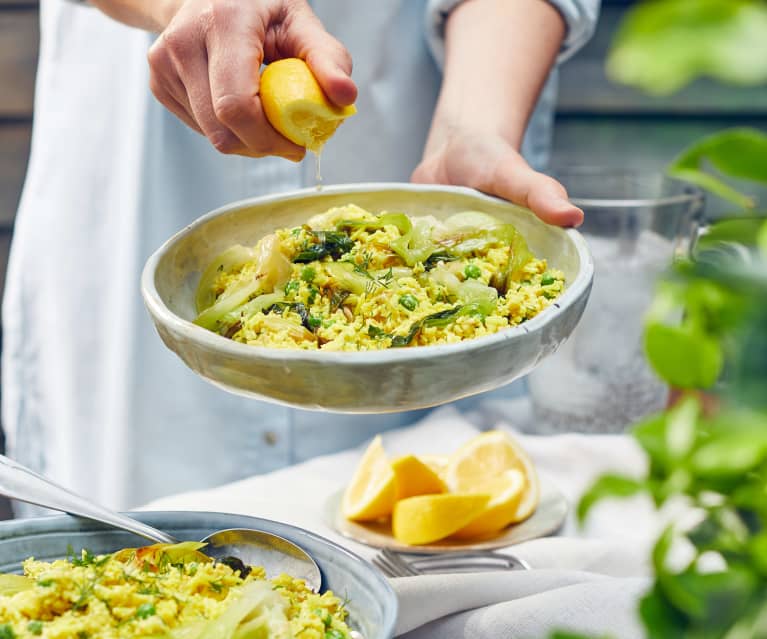 Blumenkohl-Reissalat mit Erbsen